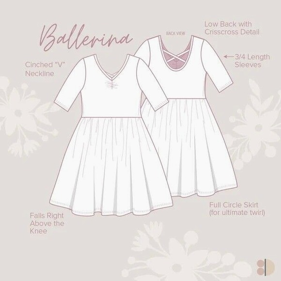 Dot Smile Girls 8 10 Black Leaves Blue Pink Purple Ballerina Twirl Dress NWT - Picture 4 of 4